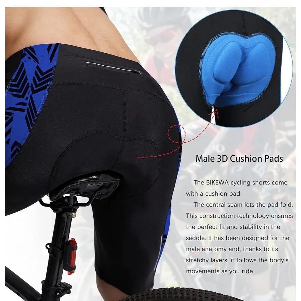 Bikewa Men's Bike Shorts 3D Padded Cycling,Mountain Riding Bicycle UPF50+ Size L